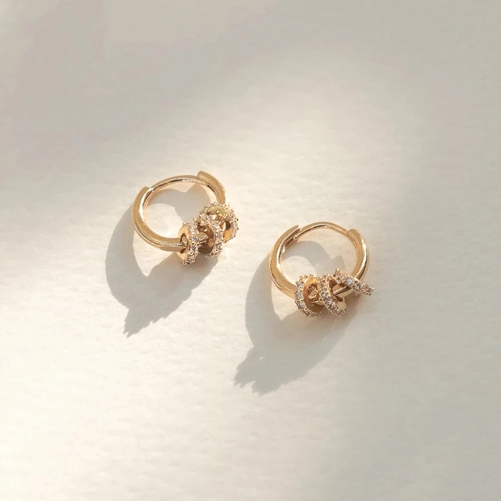 Trendy Small Round Gold Color Stainless Steel Huggies Hoop Earrings for Women