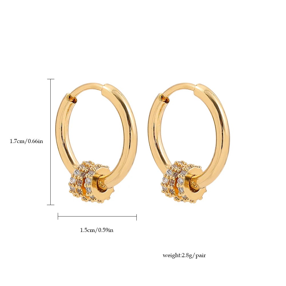 Trendy Small Round Gold Color Stainless Steel Huggies Hoop Earrings for Women