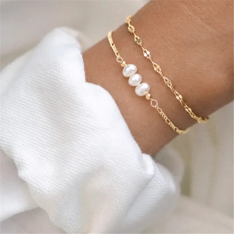 Minar Elegant Baroque Freshwater Pearl Charm Bracelets