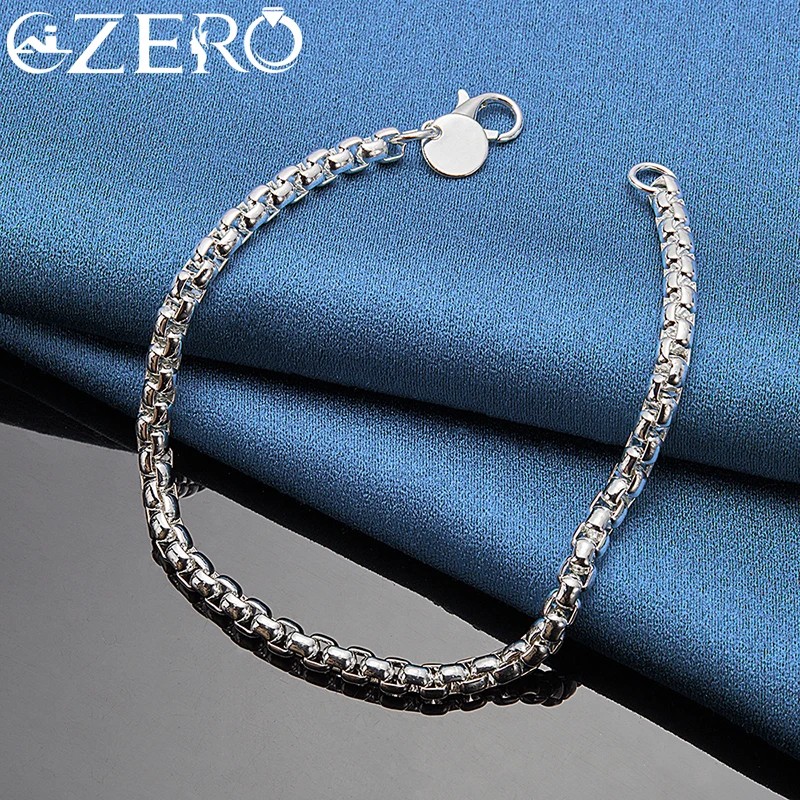 ALIZERO 18K Gold 4mm Round Box Chain Bracelet