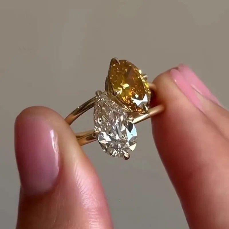 Fashion Jewelry Vintage Temperament Teardrop Glass Rings for Women