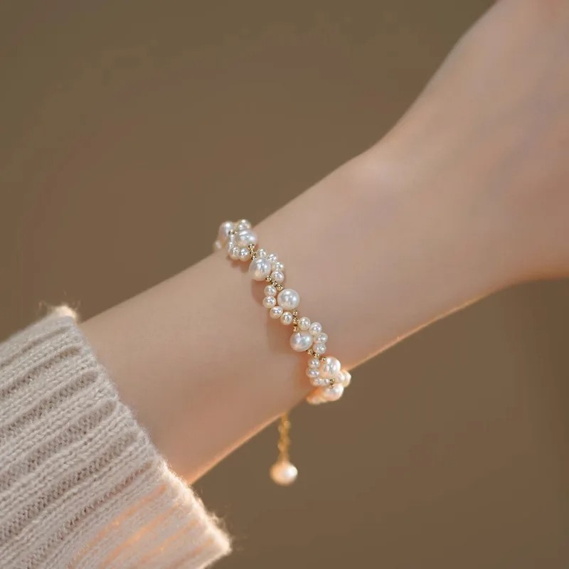 Cute Animal Paw Bracelet for Women  Gold Color French Retro Pearl Bracelet Jewelry