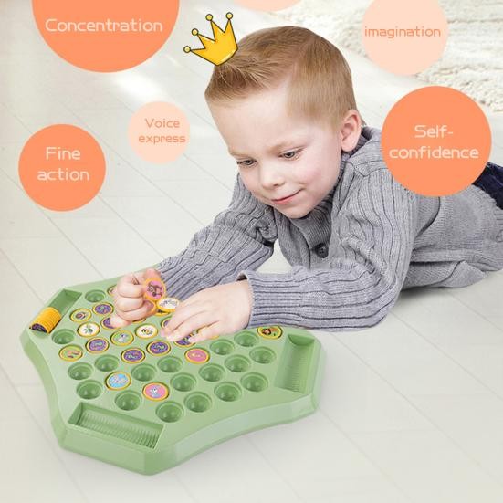Kids Memory Reversi Chess Game 2 To 4 Players Animal Fruit Flipping Chess Matching Game Focus Training Toddlers Educational Memory Challenge Toy