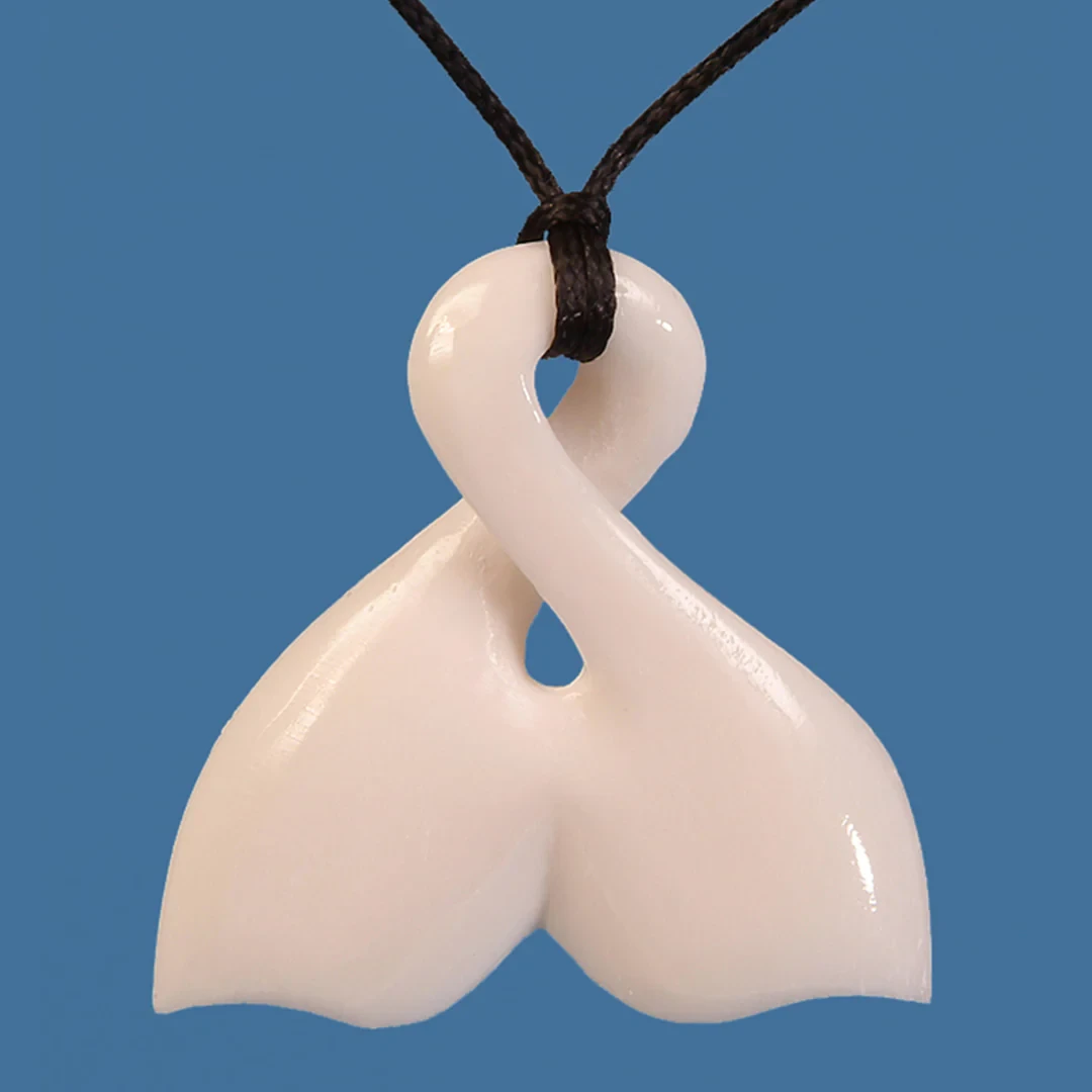 Bone Whale Tail Twist Pendant