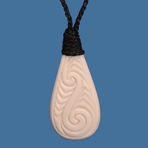 Bone Tear Drop Pendant with Pattern Work