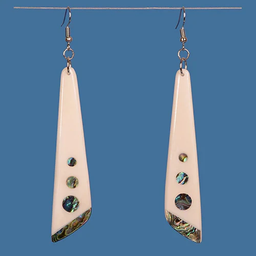Bone Drop Earrings With Pua Shell Inlay