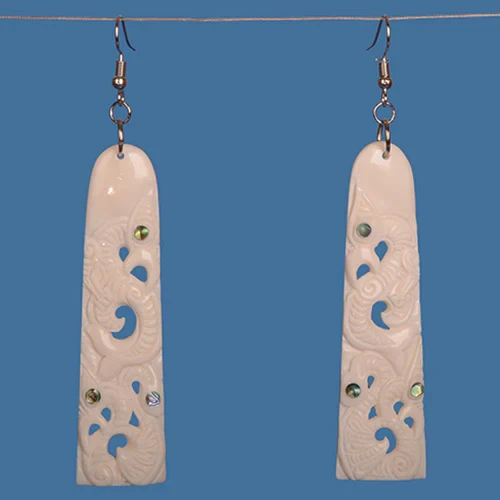 Triple Manaia Bone Earring