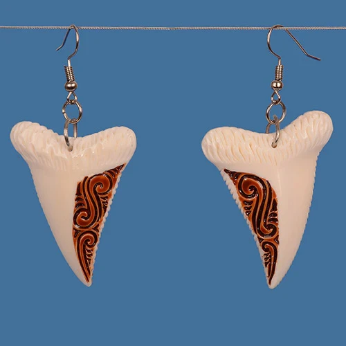 Faux shark tooth Bone Drop Earrings