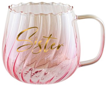 SISTER PINK FLUTED GLASS 650ML