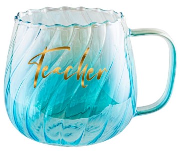TEACHER BLUE FLUTED GLASS 650ML