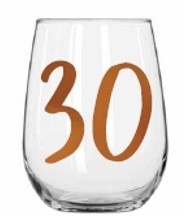 30TH RAINBOW STEMLESS WINE GLASS