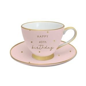 **40TH TEA CUP & SAUCER SET