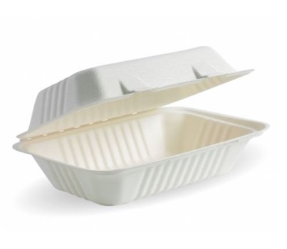 CLAMSHELL BIOCANE RECT 9x6x3" WHT 125s/SLV (BIOPAK B-HL-96)