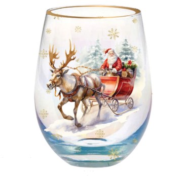 **MAGICAL CHRISTMAS SANTA SLEIGH STEMLESS GLASS