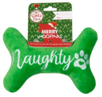XMAS PLUSH SQUEAKY BONE - NAUGHTY