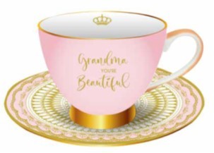 **GRANDMA YOU'RE BEAUTFUL TEA CUP & SAUCER
