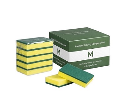SPONGES SCOURING PREMIUM YELLOW/GREEN 5s/PKT (MATTHEWS)