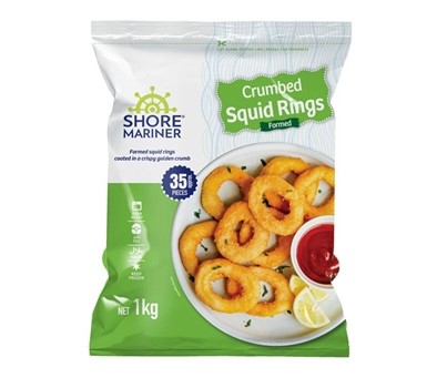 SQUID RINGS CRUMBED FORMED 1KG (SHORE MARINER 6846) [FZN]