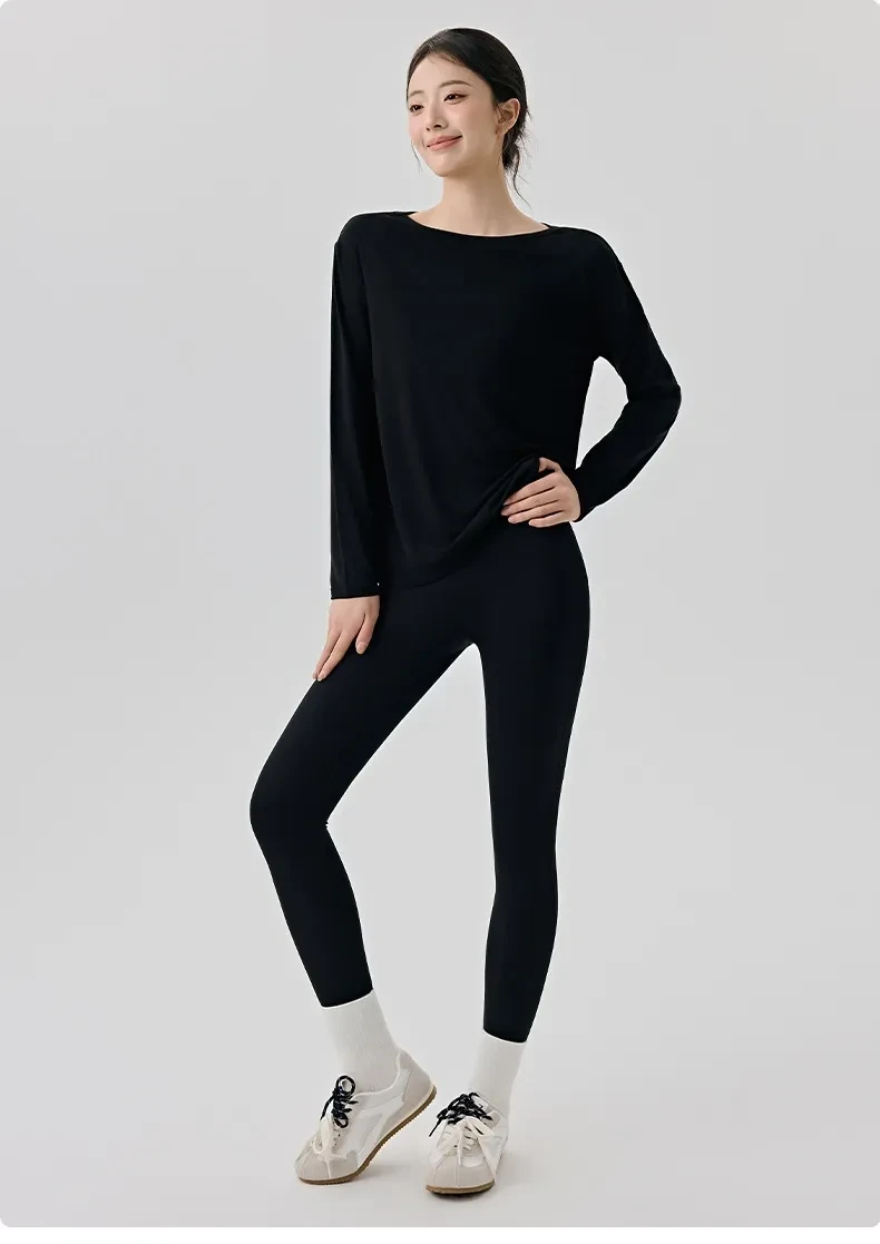 Modal Sports Blouse Women's Long Sleeve Slit On Both Sides Loose Breathable