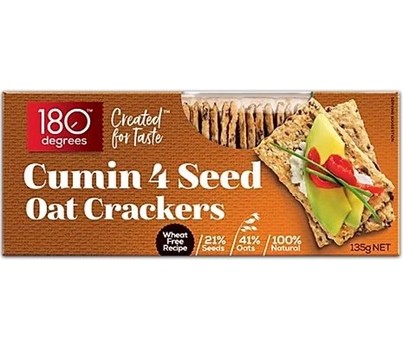CRACKERS OAT CUMIN 4 SEED 150GM (180 DEGREES 200280995410)