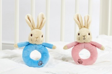 PETER & FLOPSY BUNNY RING RATTLES MIN 12 ASSTD