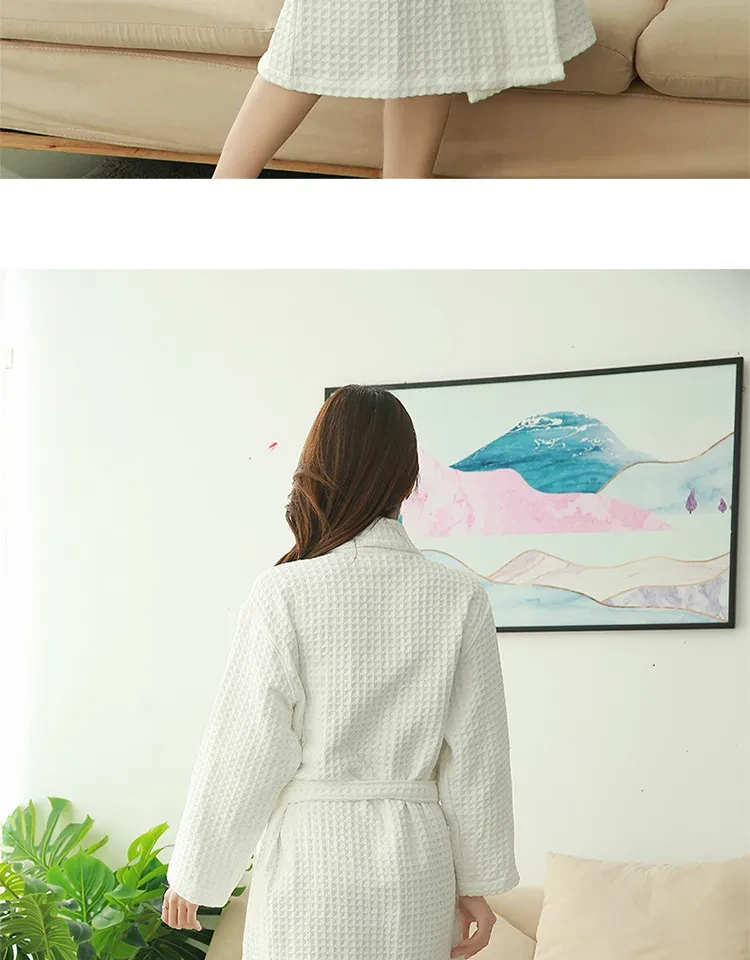 Cotton Double Waffle Unisex Thickened Long Robe