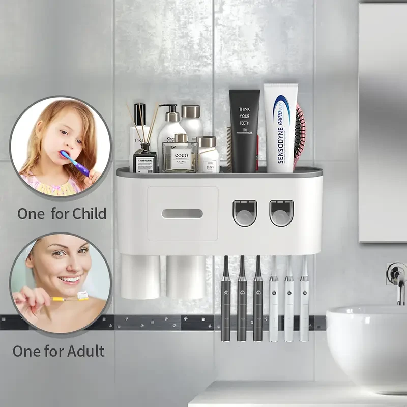 Toothbrush Holder with Automatic Dispenser