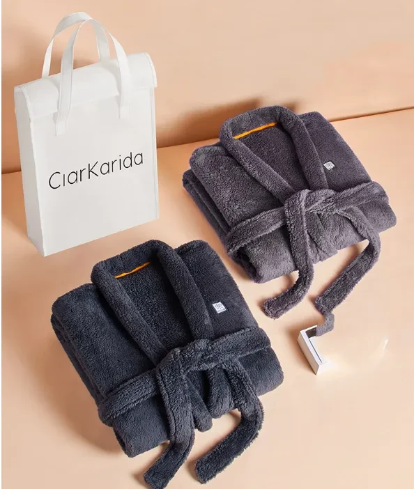 Men's Nightgown Men's Coral Velvet With Plush