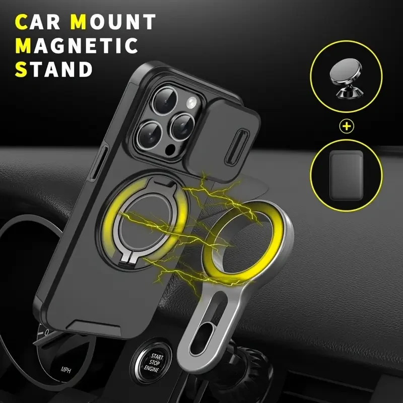 360 Rotating Ring Bracket/Magnetic Car Bracket/Matte Texture Shockproof Mobile Phone Protective Case
