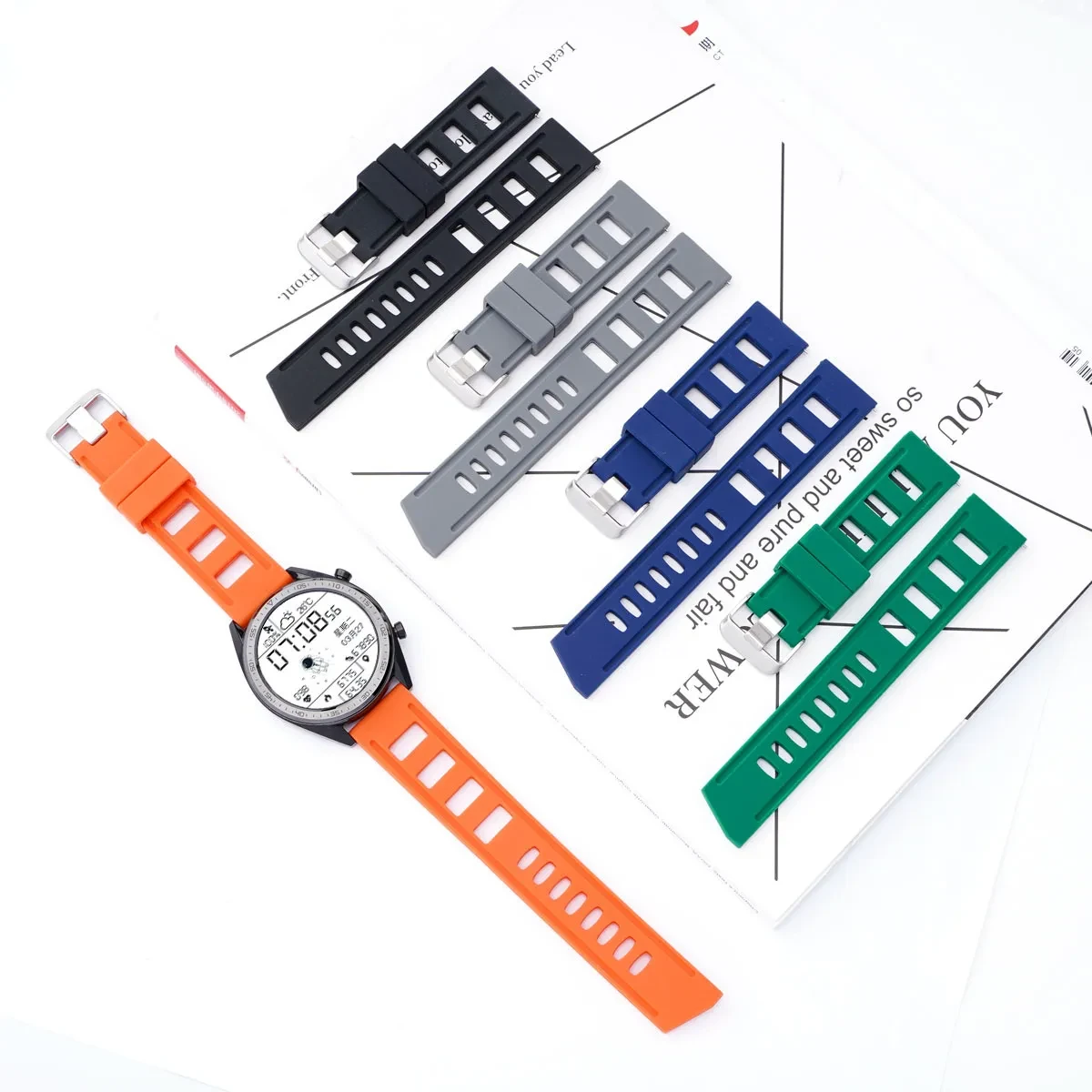 Series Silicone Strap Watch Accessories 2022mm