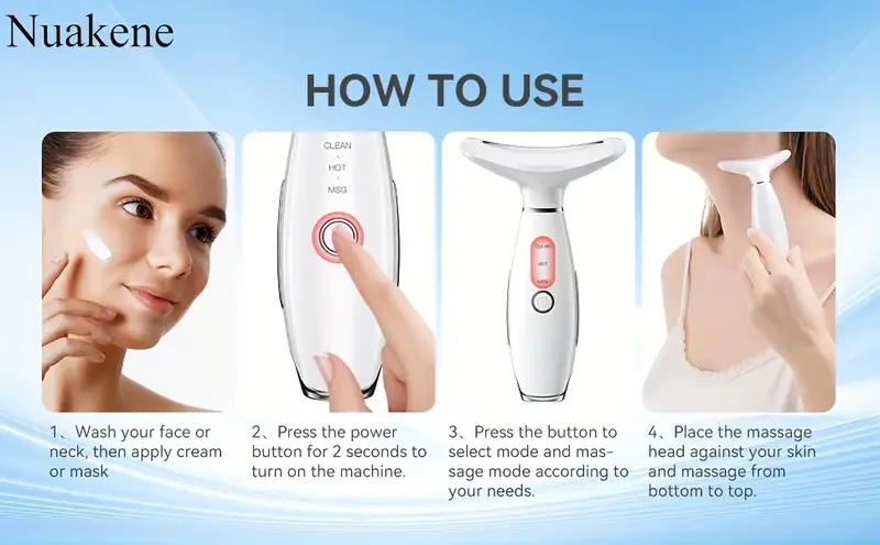 7-in-1 Facial Beauty Device  Rechargeable Vibrating Heating Massager
