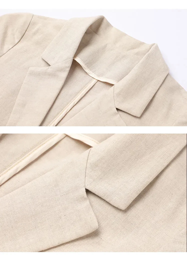 Women's Short-sleeved Cotton And Linen Versatile Short Top Thin Coat