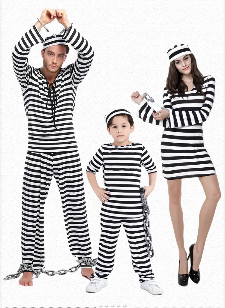 Striped parent-child prisoner costume