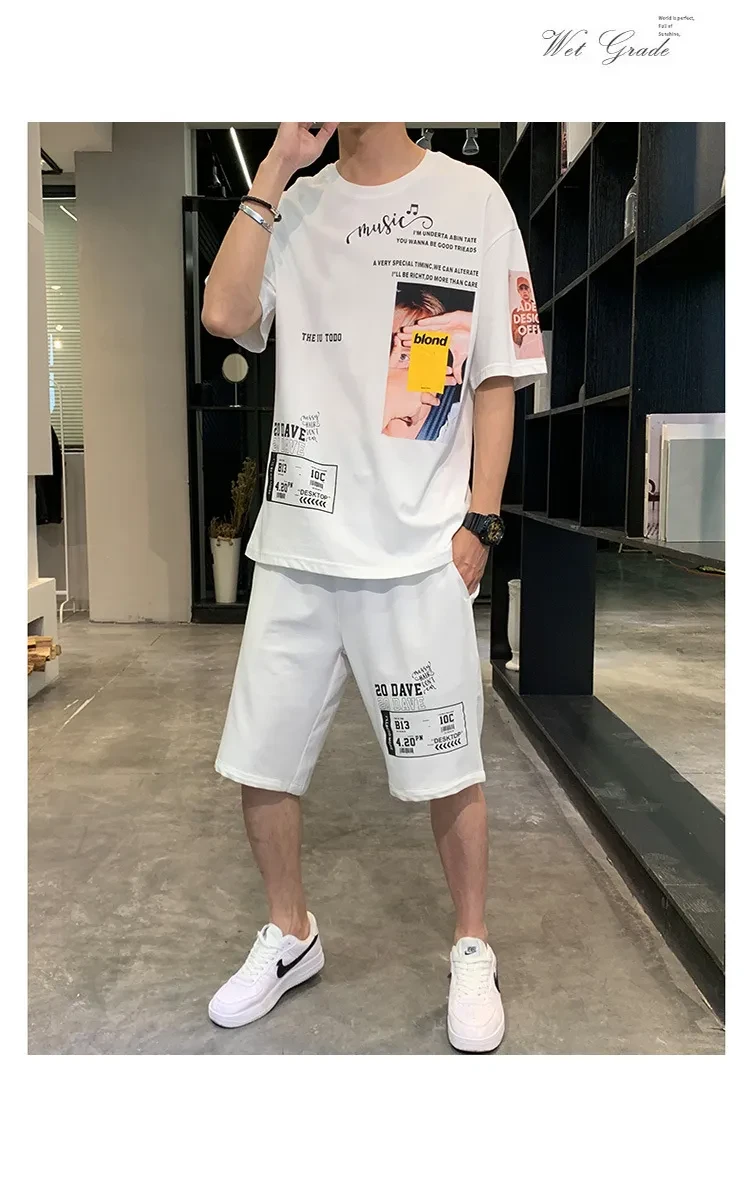 Short sleeve t-shirt men's suit summer