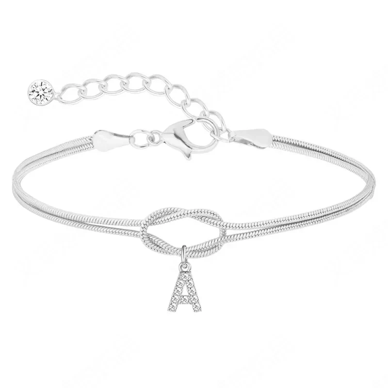 Personalized Copper Zircon Initial Bracelet Elegant Letter Charm Jewelry