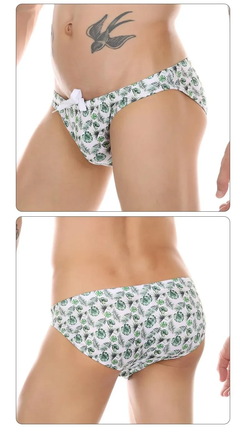 Sexy Print Swimming Trunks Plant Coconut Maple Leaf Trendy Beach Hot Spring Pants Multi-color
