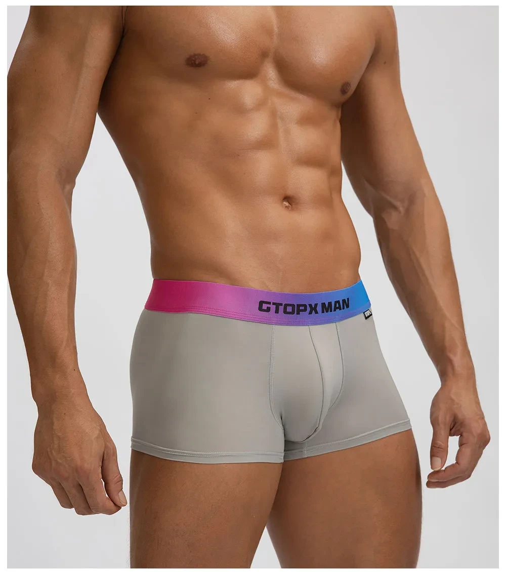 Men's Ice Silk U Convex Low Waist Thin Summer Gradient Boxers