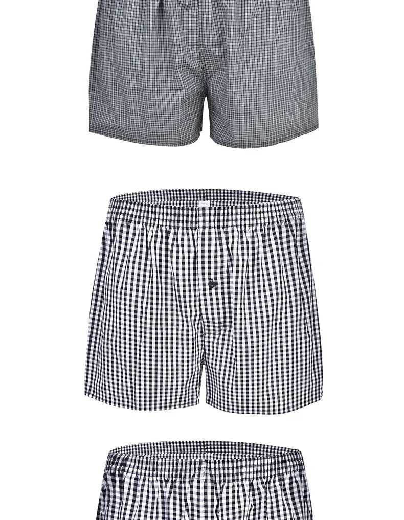 Men's Casual Loose Home Pants Plaid Shorts