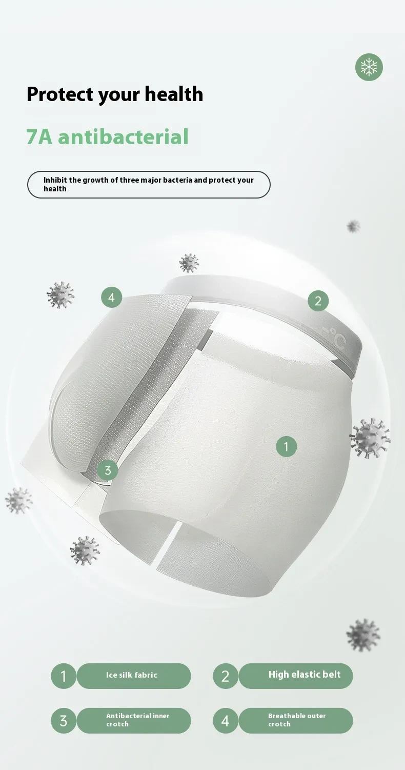 Ultra-thin Underwear Men's Ice Silk Breathable Boyshorts