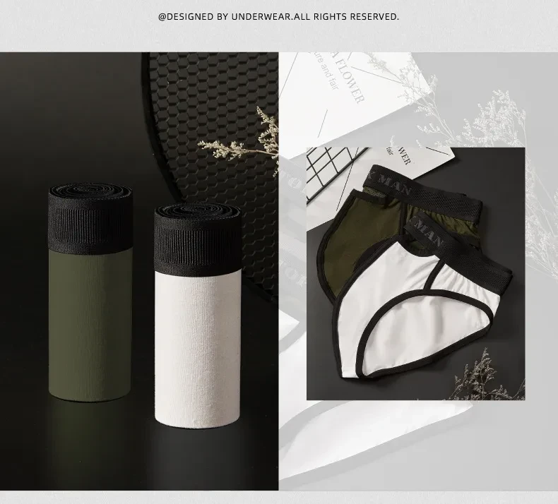 Men's Low Waist Skylight Front And Rear Opening Sexy Briefs