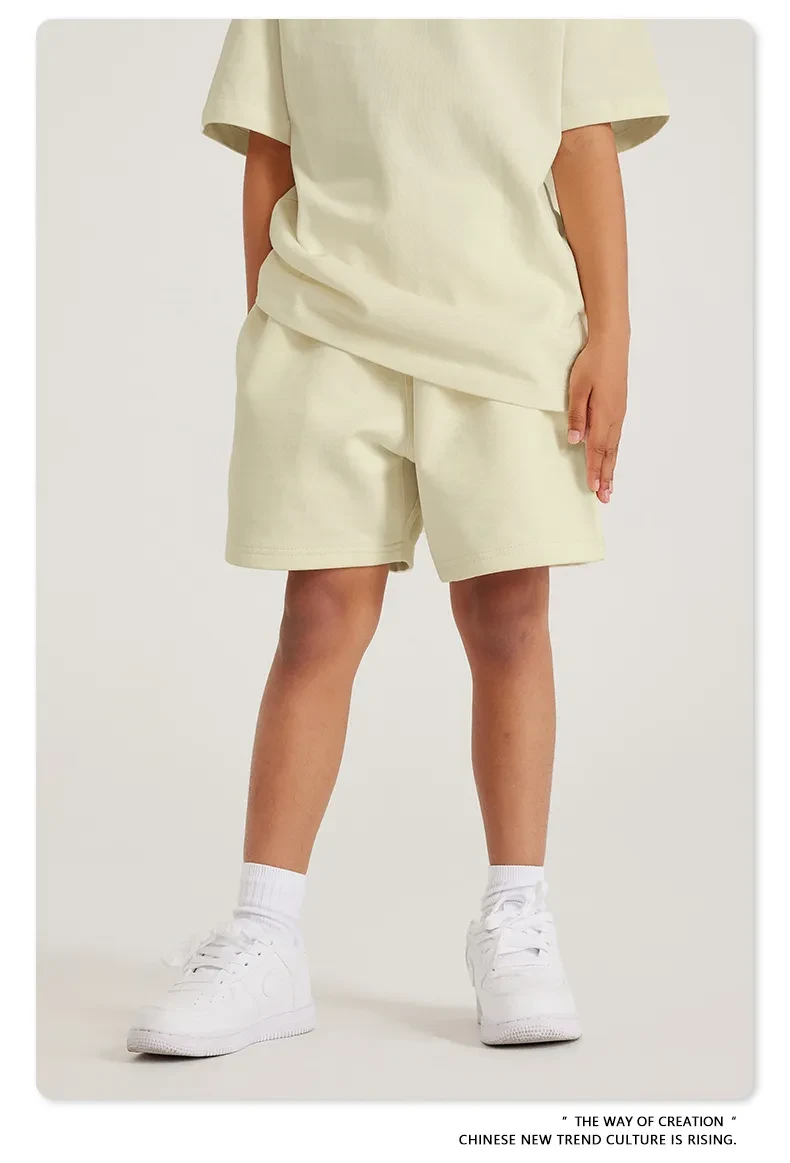 Earth Color Basic Style Medium And Large Children's Cotton Shorts