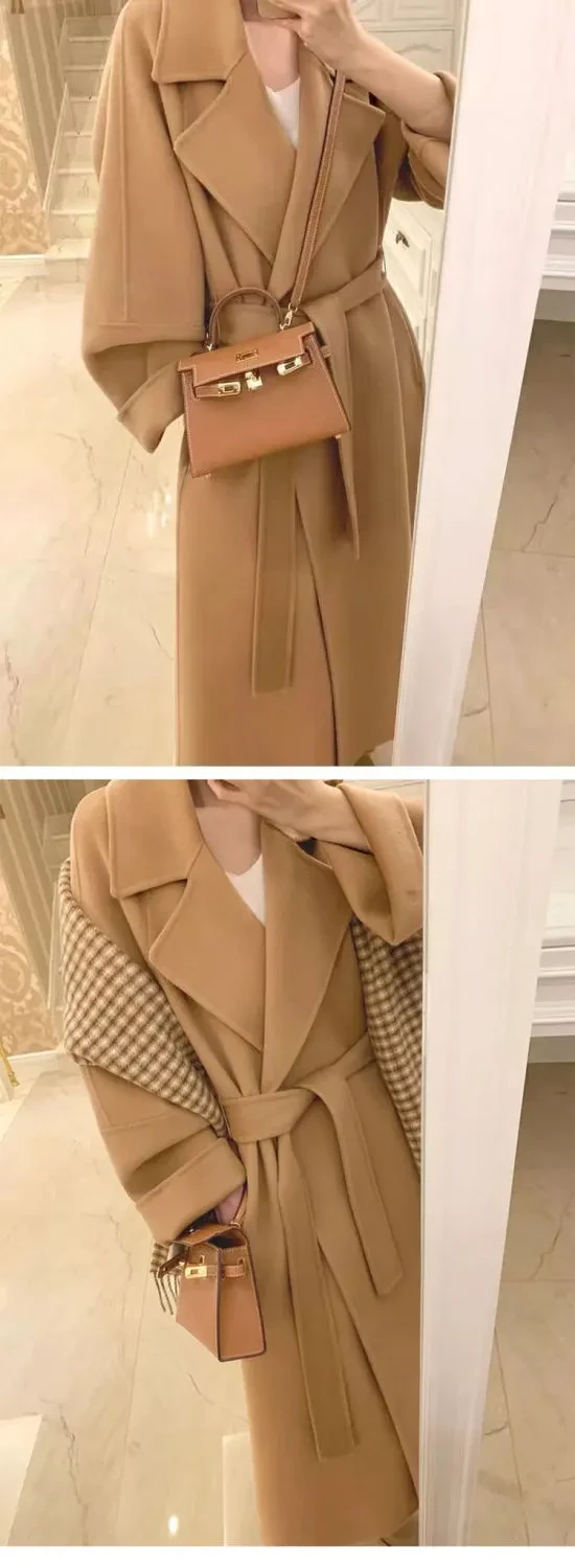 Mid-length Fall Winter Fashion Socialite Below-the-knee Coat