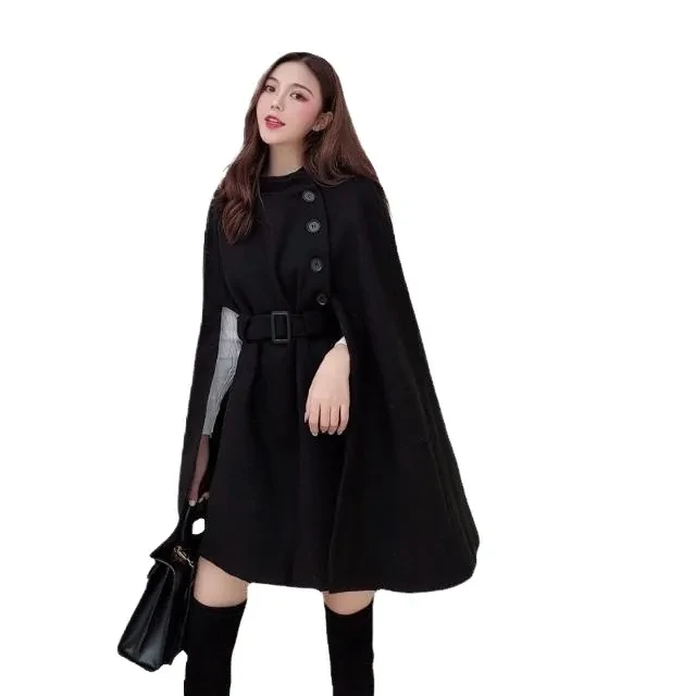 French Socialite Temperament Cape Shawl Woolen Coat