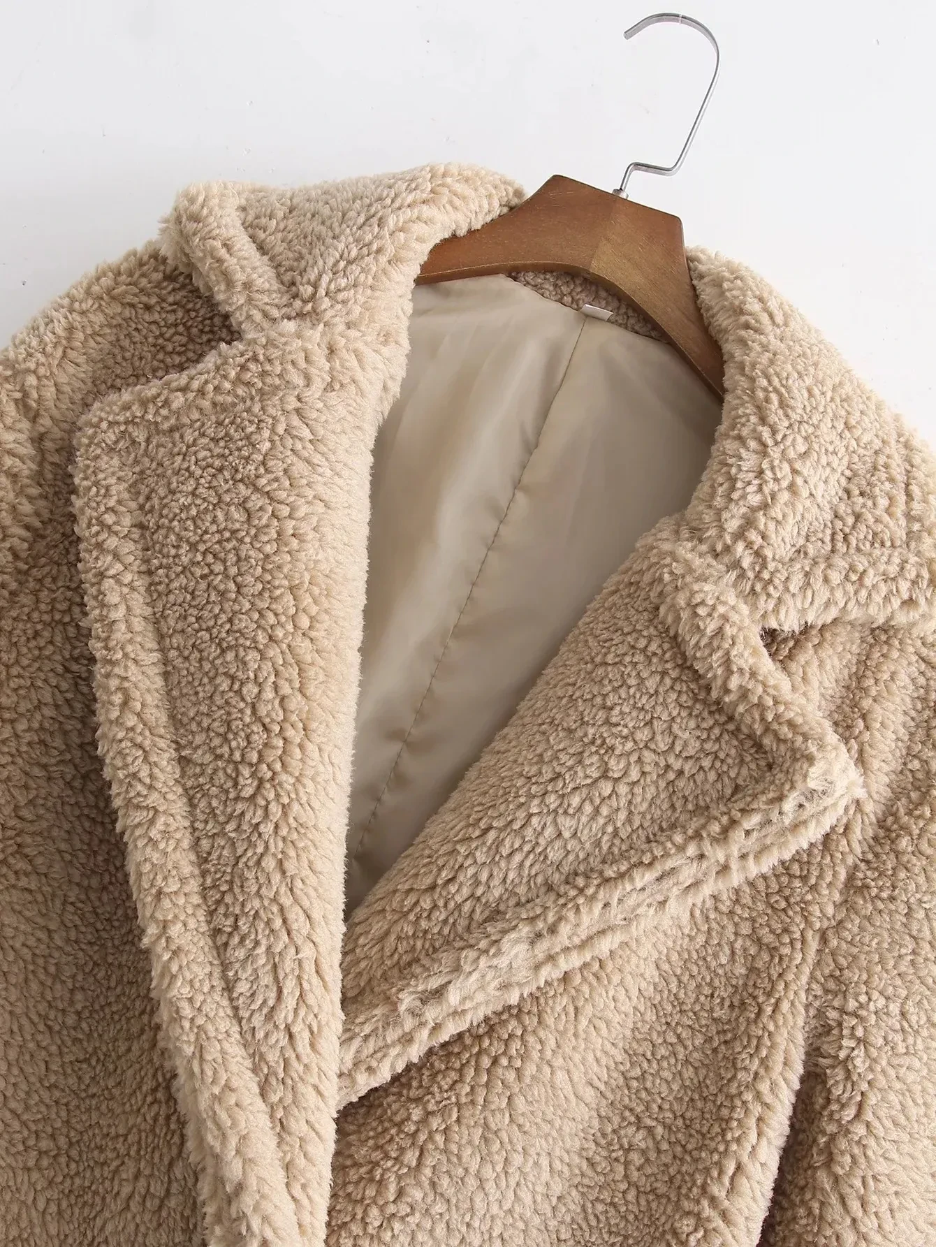 Lamb Wool Fur Profile Long Fur Coat Women