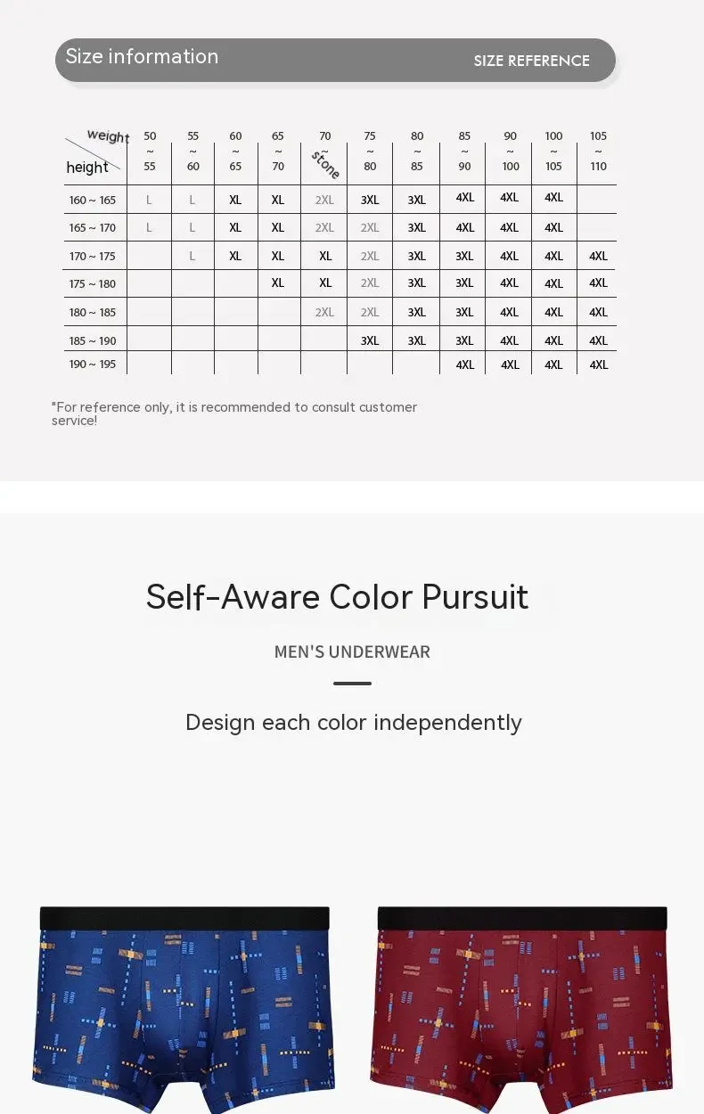 Breathable Printed Summer Thin Plus Size Men's Cotton Antibacterial Boxers Shorts