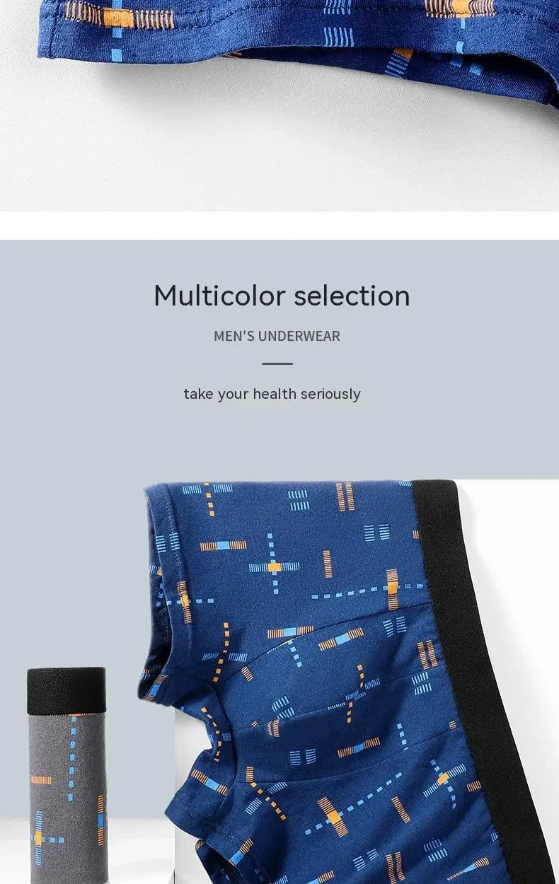 Breathable Printed Summer Thin Plus Size Men's Cotton Antibacterial Boxers Shorts