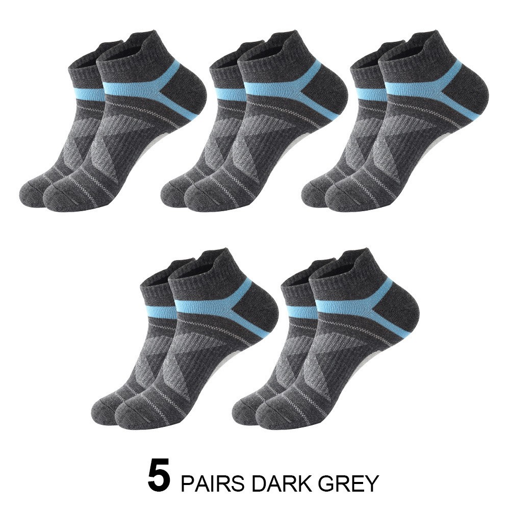 Men's Summer Thin Fashion Color Matching Socks 5 Pairs Dark Gray