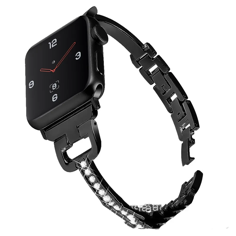 Compatible with Apple, Compatible with Apple , IWatch Smart Watch 12345 D-shaped Metal Diamond Strap