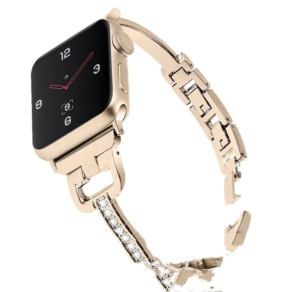 Compatible with Apple, Compatible with Apple , IWatch Smart Watch 12345 D-shaped Metal Diamond Strap