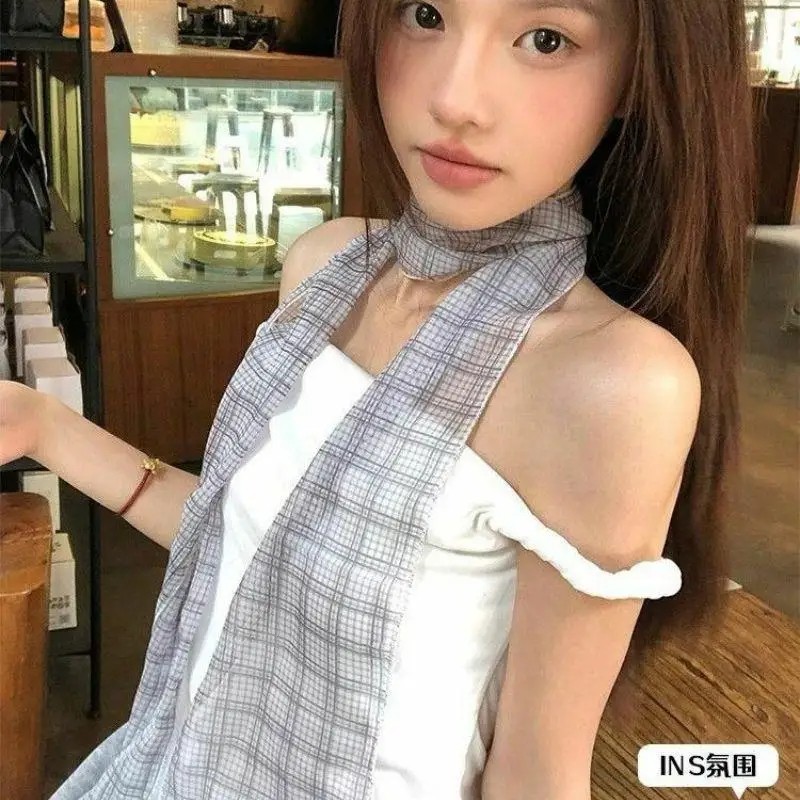 140cm Y2K Women Long Scarf Silk Bag Ribbon Headbands